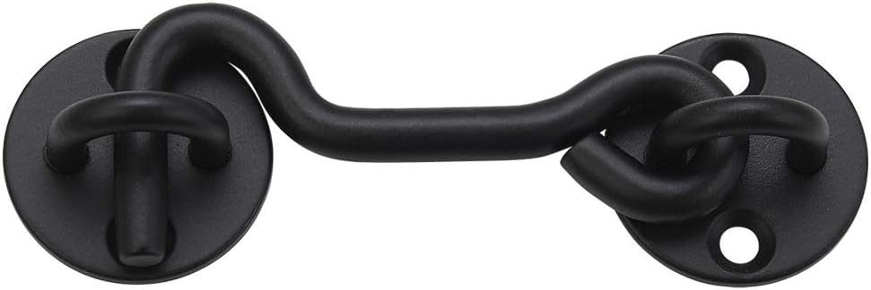 (5 Pack) Raswik 4" Privacy Hook and Eye Latch Easy Gate Lock for Sling Barn Screen Door, Black