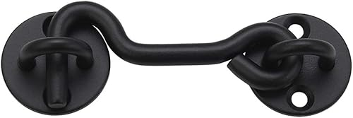 Miniatura 7 de Pestillo de Gancho y Argolla de Privacidad de 4" para Portón, Cierre Fácil para Puerta de Granero, Negro