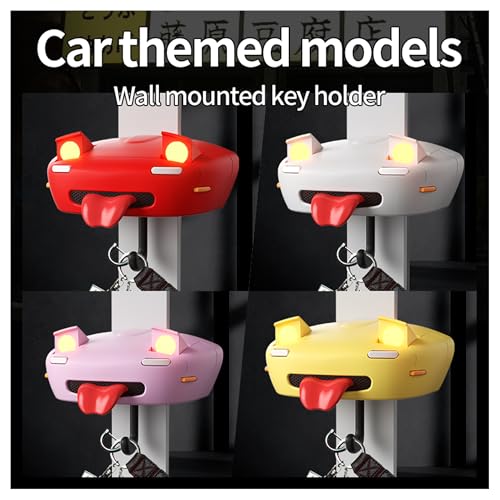 Image of Initial D AE86 & Mazd@ MX5 Miata Retro Car Wall Key Holder - LED Pop-Up Headlight, Auto-Off Light, Car Enthusiast Organizer for Home & Garage (MX5-Yellow【with Lights】)