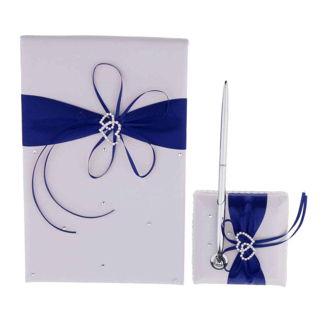 Livre d'or de mariage bleu pour ne plus jamais perdre le stylo des invités à la réception