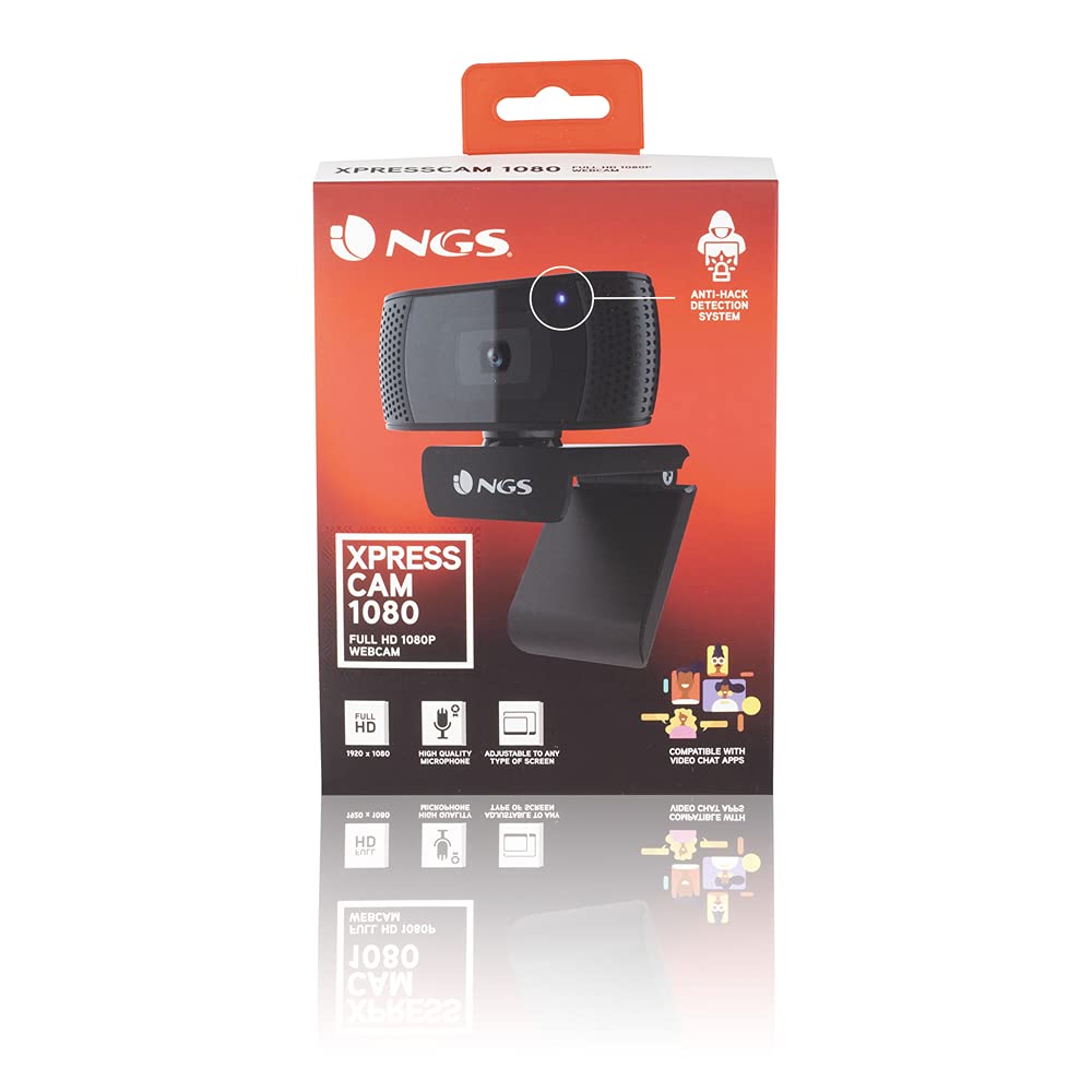 NGS XPRESSCAM1080 kamera internetowa Full HD 1920 x 1080 ze złączem USB 2.0, wbudowanym mikrofonem, rozdzielczość 2 Mpx i plug&play