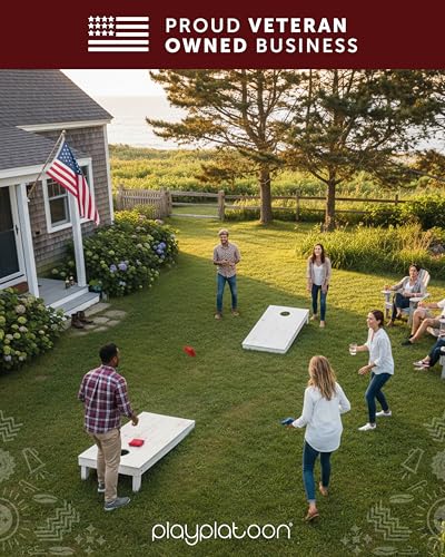 Image of Play Platoon Cornhole Bags Weather Resistant- Set of 8 Regulation Bean Bags for Tossing- Official Professional Size & Weight Corn Hole Bags Two Color All Weather Cornhole Beans Bag Set with Tote Bag