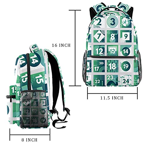 Sac à dos de voyage campus vert abstrait avec porte-bouteille - 2