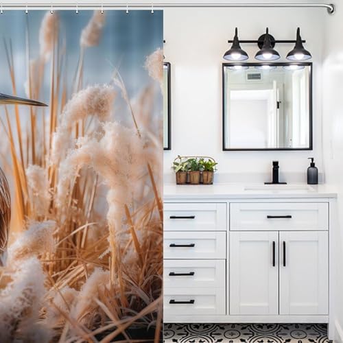 Rideau de douche tissu polyester imperméable grue 183x183cm - 5