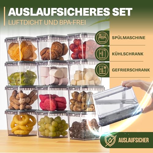 Viwares Vorratsdosen 0,4 L im 12er Set – luftdicht & gefriergeeignet – stapelbare Aufbewahrungsboxen mit Deckel – Frischhaltedosen für Lebensmittel, Snacks, Küche & Vorrat