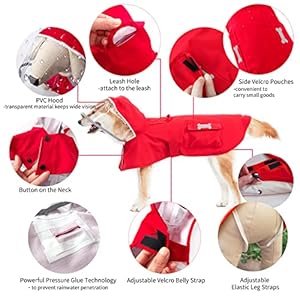 Dog-RaincoatWaterproof-Rain-Poncho-with-Hoodie-High-Reflective-Adjustable-Pet-Rain-Jacket-with-Leash-Hole-for-Small-Medium-and-Large-Dogs-Red-Small - Cucciolini Doodles   Dog-RaincoatWaterproof-Rain-Poncho-with-Hoodie-High-Reflective-Adjustable-Pet-Rain-Jacket-with-Leash-Hole-for-Small-Medium-and-Large-Dogs-Red-Small