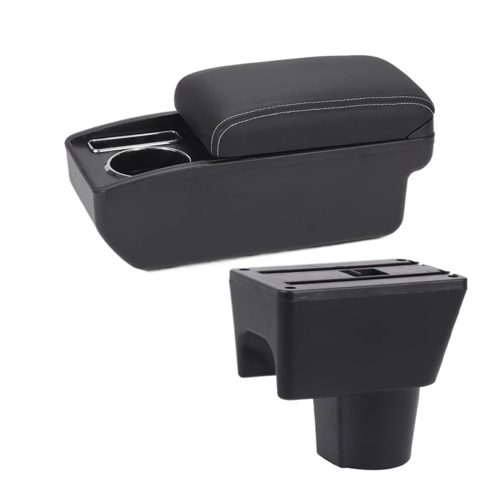 ECBUGAT For Duster 2012-2018 Car Armrest Dedicated Retrofit Interior Storage Box Accessories Car Armrest Box(C3 Black white NOUSB)