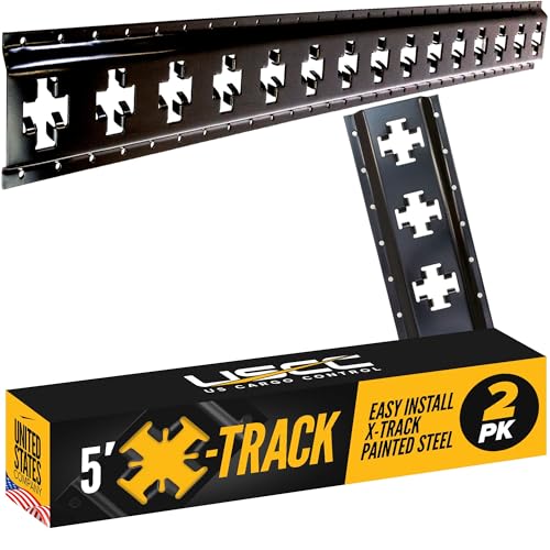 Image of US Cargo Control X Track Rails (2-Pack), 5 FT Black X-Track Rail for Trailers, Pickup Trucks, Garages, and Sheds - Use with E-Track Straps for Vertical and Horizontal Alignment