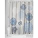 Produktbild iDesign Botanical Poly praktischer Duschvorhang fürs Bad, 183 cm x 183 cm Badewannenvorhang mit floralem Motiv aus Polyester, grau und blau