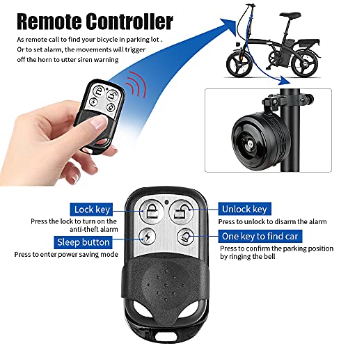 Electric Bike Bell Alarm Horn Waterproof With Remote Controller Anti-Theft Vibration Alarm Bike Horn With Usb Rechargeable Function For Mountain Bike | Road Bicycle | Scooters Etc #TOP3