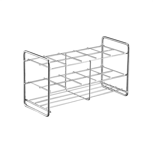 Miniatura 10 de Estante de tubo de ensayo de acero inoxidable, 12 agujeros, diámetro exterior permitido de tubos 1.535-1.614 in, alambre construido, formato 6x2,