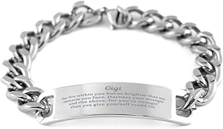 Gigi Gift, Gigi Harness your strength, Gigi Cuban Chain Stainless Steel Bracelet, Inspirational Quote Christmas Gifts