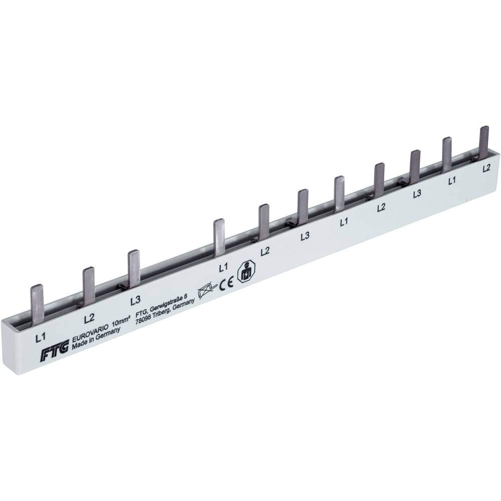 3-Phasen Gabelschiene L-Ausführung – Geschlossen, 4 X 3 Pole, 216 Mm, Modulbreite 17,8 Mm, 63 A, Inkl. Endkappen, 5er-Set