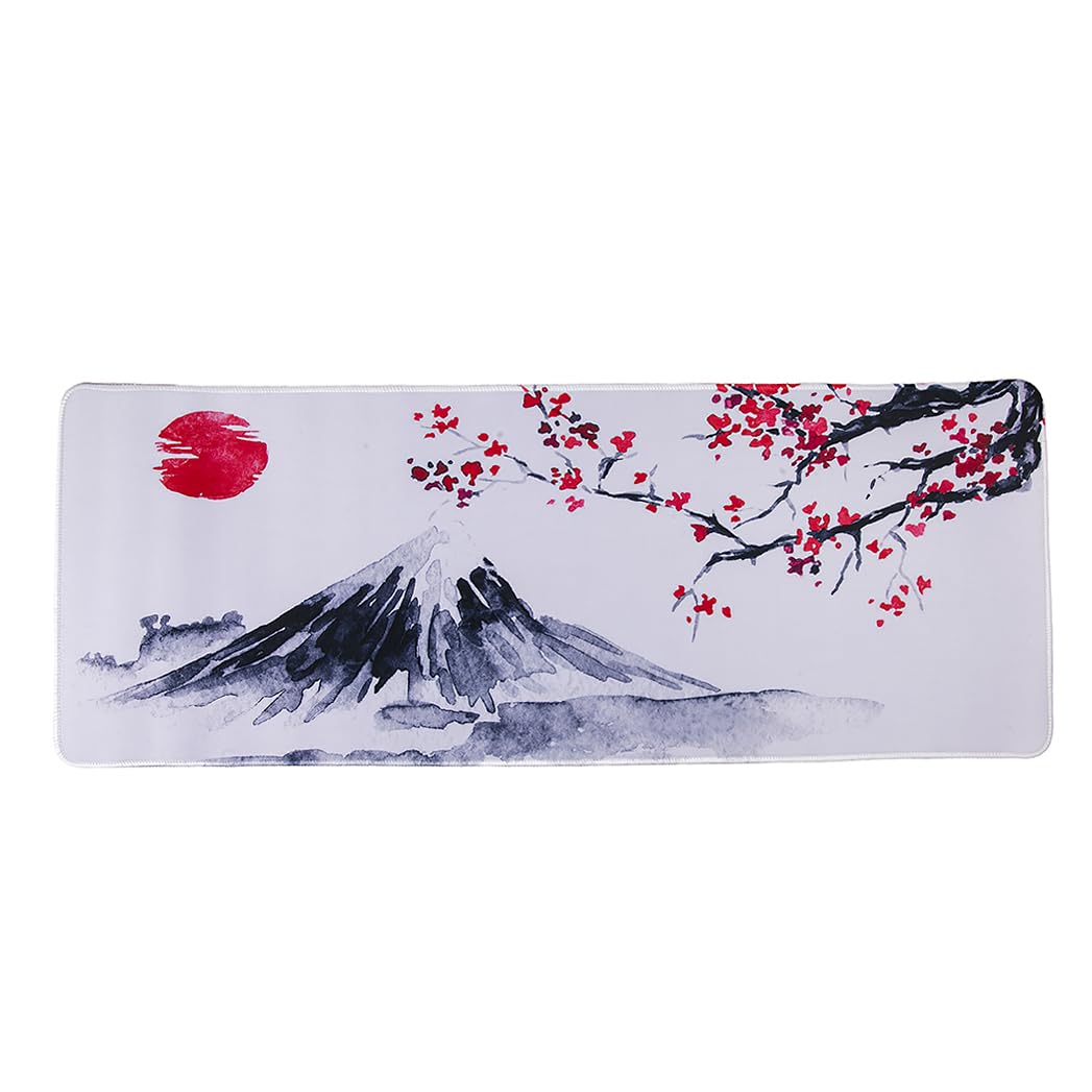 lachineuse - XXL Mouse Mat - Cherry Blossoms - Zen Decoration - 800 x 300 x 3 mm - Japanese Decorative - Non-Slip and Water Resistant - Office Decoration - Japan Asia Gift Idea