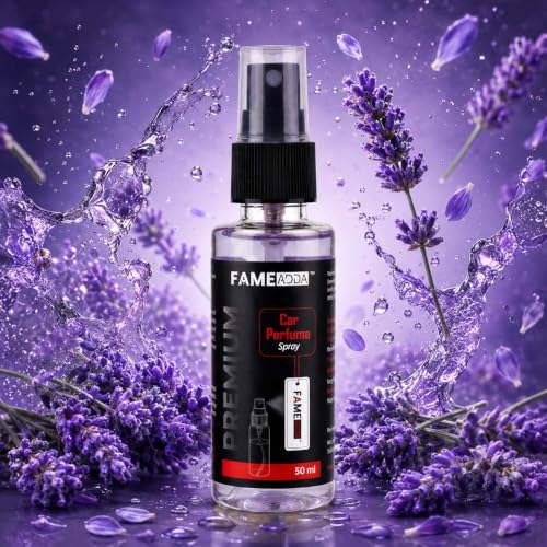 Image of Lavender Premium Car Perfume Luxury Spray 50 ML with Hanging Card /Travel Friendly Car Air Fresheners 350+ Sprays /Car Accessories Interior /Eliminates Bad Odour for Car, Office & Home