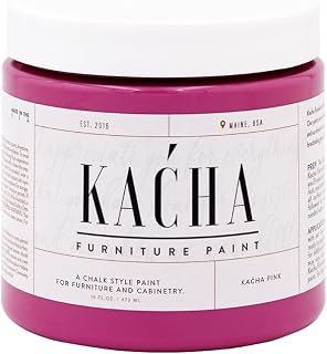Kacha Furniture Paint | Pink Chalk Style Paint for Furniture, Cabinets, and Crafts | Pint -16 oz | Kacha Pink | Low VOC | Matte | (Topcoat Required)