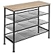 TecTake Étagère à chaussures avec 3 étagères grillagées rangement pour chaussures style industriel bois MDF – diverses couleurs (Marron clair)