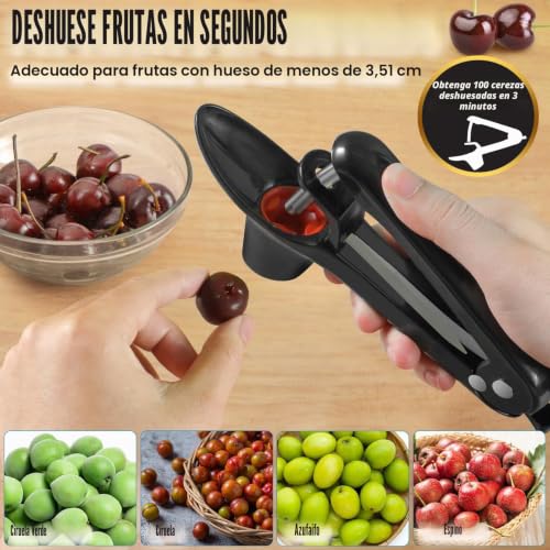 Miniatura 6 de Poraceous Deshuesador De Cerezas, Deshuesador De Cerezas Y Aceitunas, Acero Cereza Deshuesar Herramientas Corer Inoxidable Remover Tool Descorazonador Herramienta, Para Cereza Y Aceituna Negro