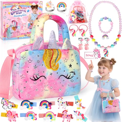 Sac Licorne a Bijoux Enfants Fille, 20 Pièces Bijoux Enfant...