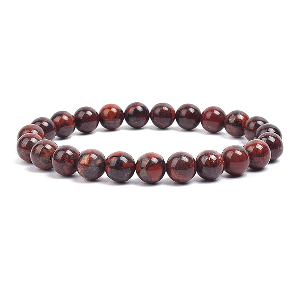 YONGHONGKEJI Chakra Bracelet, Natural Bloodstone Gemstone Bracelet Chakra Healing Crystal Bracelet Yoga Elastic Bangle Wristband Handmade Charm Jewelry For Men Girls Women