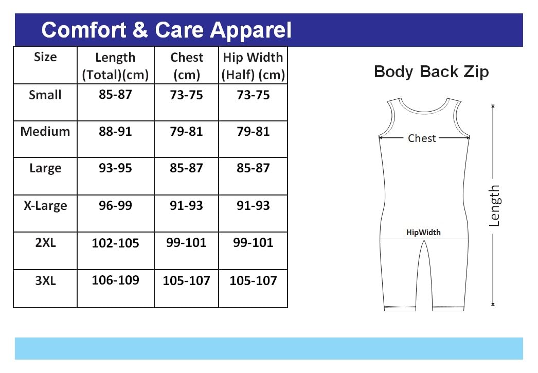 Comfort & Care Apparel Pflege Body, für Damen und Herren, kurz Bein mit Beinreißverschluss