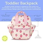 Itzy Ritzy Toddler Backpack - Daycare Bag - Features Adjustable Shoulder Straps, 2 Side Pockets & Spacious Interior with Wipeable Fabric Lining & Name Label, Strawberry Backpack - Image 2