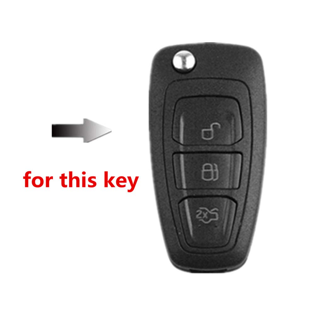 Etui na kluczyki samochodowe ze stopu cynku do Ford Fiesta Focus Mondeo Kuga Escape Falcon Galaxy Fusion Mustang Explorer Edge Escort Mk3 Mk4 Ranger 3 przyciski (C, kolor matowy)
