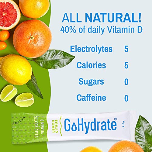 Electrolyte Hydration Drink Mix With Vitamin D, Non Gmo Electrolyte Powder Hydration Pack, Lemon Citrus And Grapes Hydration Powder Packets - Gohydrate #TOP5
