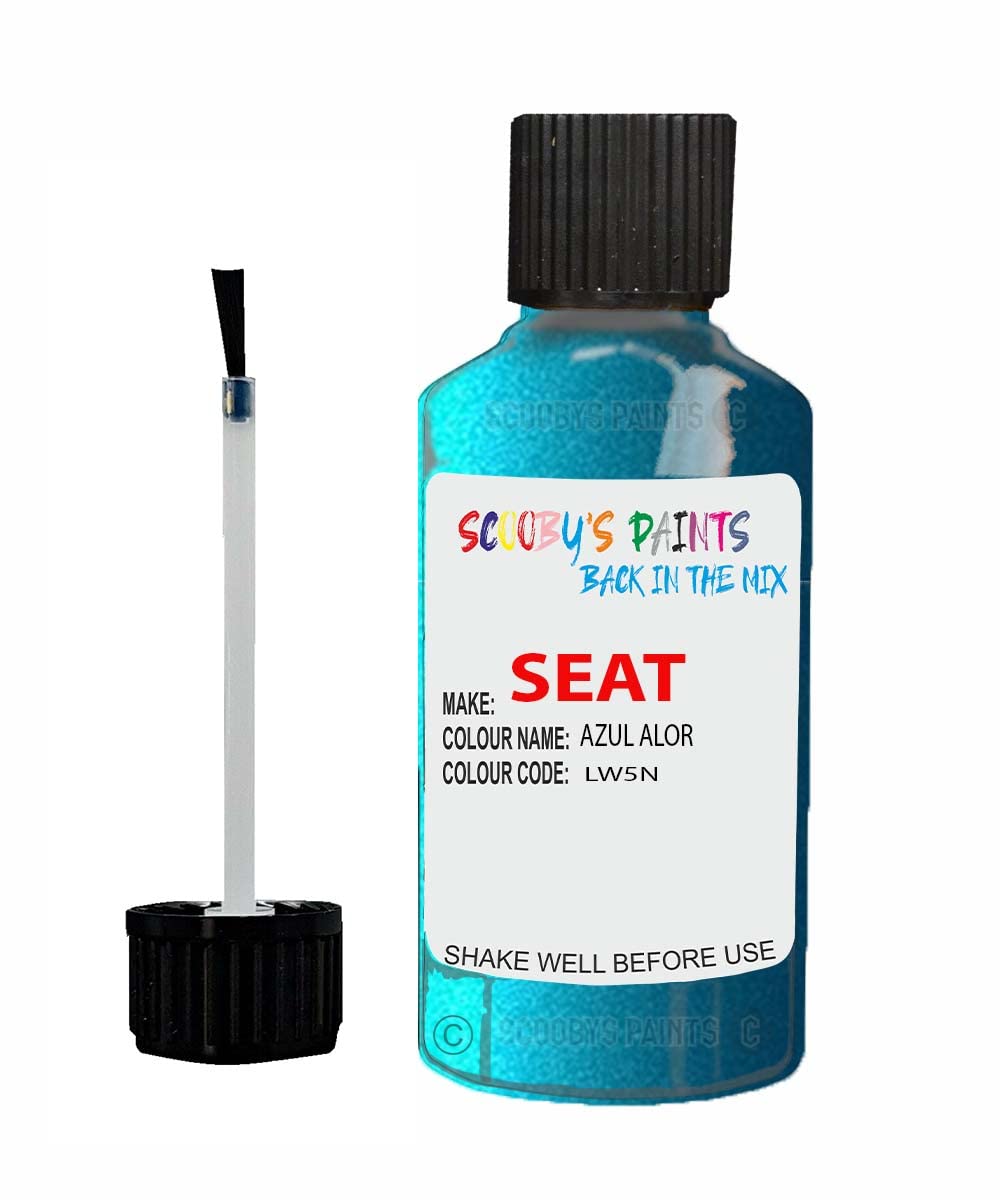 Scoobys Paints Back In The Mix Azul Alor Touch Up Paint For Seat Leon Lw5n 2013-2017 30Ml Bottle Brush Scratch Stone Chip Repair Pen