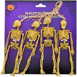Brown Leaf 60 Inches Scary Skeleton Garland Dangling Bone Halloween Party Decoration (Pack of 1)