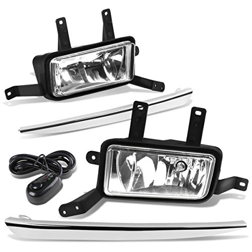 Auto Dynasty Fog Lights Assembly Compatible with 2015-2020 Chevy Suburban Tahoe, Bumper Driving Fog Lamps with Wiring Bezel Switch Kit, Driver Passenger Side, Chrome Lens