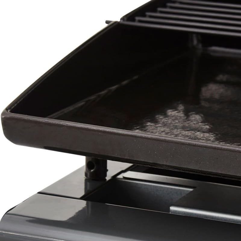 BRASERO - Plancha Silvia II G 4 Feux Gun Metal Brasero - Surface de cuisson 84 x 34 cm - 4 brûleurs - Plaquer acier émaillée - Grille de réchauffement - Tiroir graisse - Jusqu'à 12 convives - 10 kW