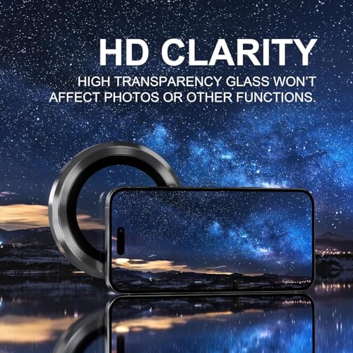 Image of CLITZ for iPhone 16 Pro /16 Pro Max Camera Lens Protector Original Individual Lens Screen Protector | 9H Hardness, Scratch-Resistant, Case Friendly (Black)