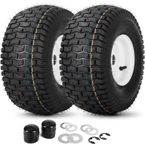 GICOOL (2 Pack) 15x6.00-6 Tubeless Tire and Wheel, 3' Offset Hub, 3/4' Bearing, 4 Ply, 15x6-6 Lawn...