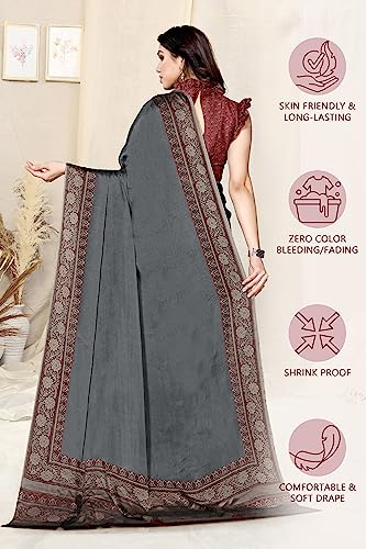 Image of MIRCHI FASHION Women Saree Ethnic Motif Print Chiffon | Breathable Lightweight Plain Weave Sari for Office and Daily Use (Available in 20 Designs)