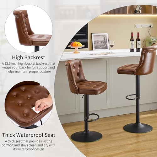 Image of Adjustable Bar Stools Set of 2, Bar Height Stools for Kitchen Island
