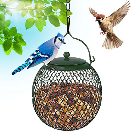 Gray Bunny Hanging Mesh Ball Bird Feeder, Green, Durable Metal, Rust & Uv Resistant, Outdoor Wild Bird Un-shelled Peanut Feeder Sunflower Seed Ball, Gifts for Mom, for Women, Gifts for Dad