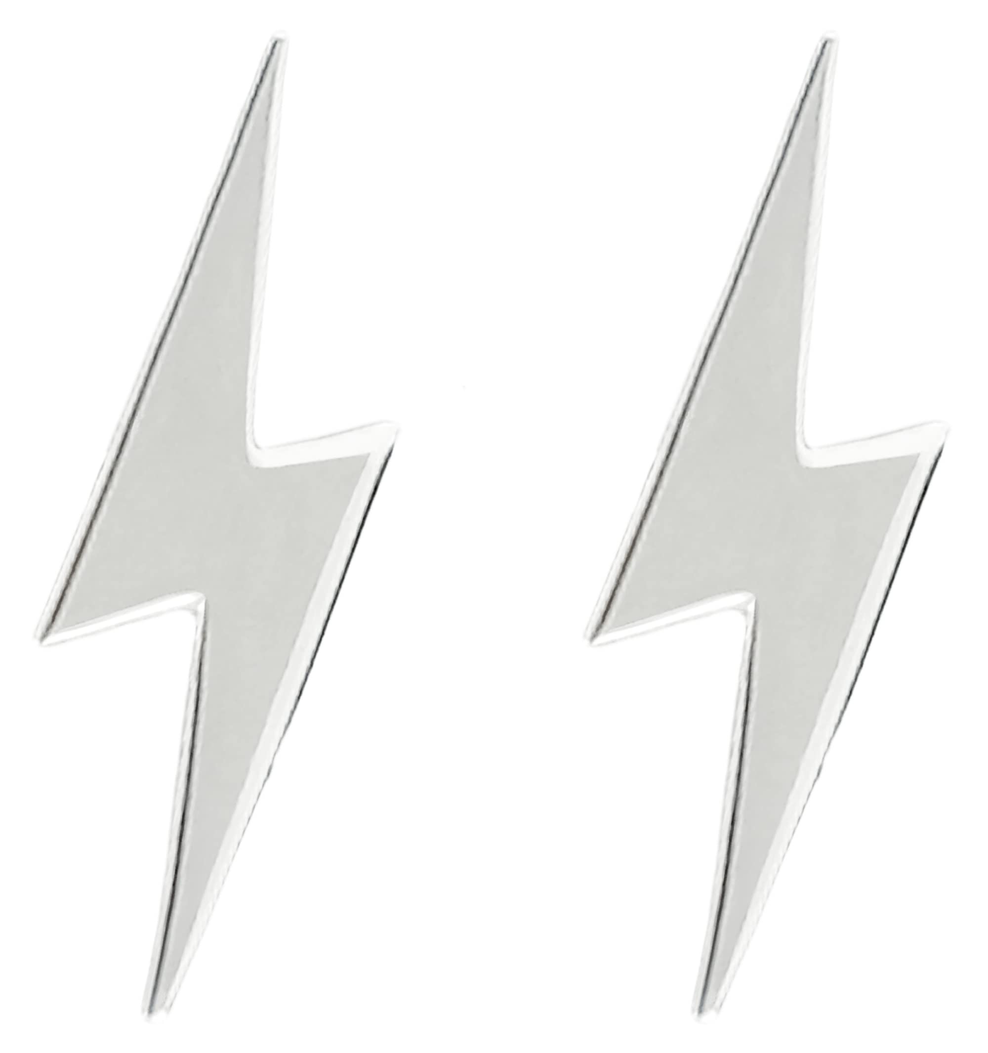 ENTREPLATALarge Lightning Shape 925 Sterling Silver Jewellery Earrings