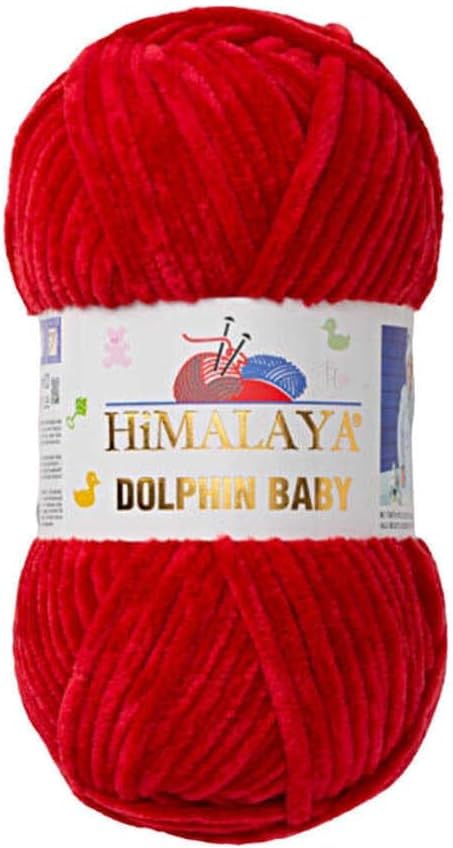 Himalaya Dolphin Baby Yarn Each Skein 100gr 120m Super Bulky Yarn for Knitting&Crocheting Ideal for Cardigans Shawls Blankets Hats and Home Textiles (1, 80352 Soft RED) — image 1