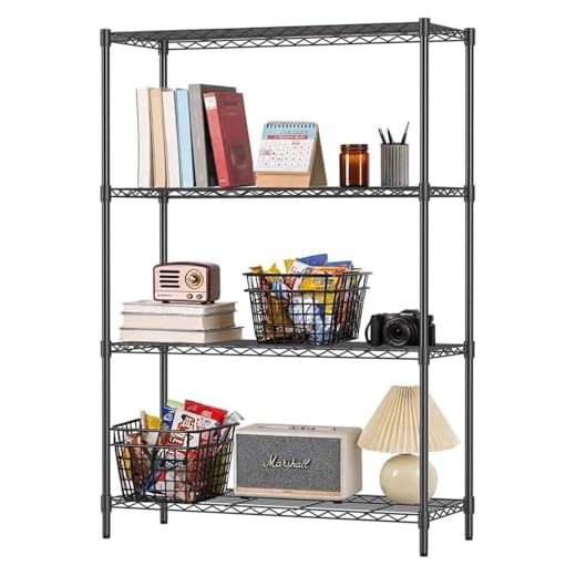 36" L×14" W×54" H Commercial Wire Shelving Unit Metal Shelf with 4 Tier Adjustable Layer Rack Strong Steel for Restaurant Garage Pantry Kitchen Garage，Black