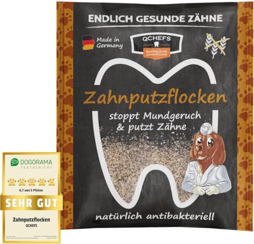 Neu: QCHEFS Großpackung Papie Zahnputzflocken Hund Natur Zahnpflege gegen Mundgeruch & Zahnstein- zur Zahnsteinentfernung in großer NUR Papiertüte - plastikfrei & recycelbar