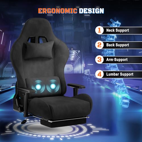 "Galactic Executive Sedia Gaming con impostazione pisolino e funzione di Massaggiatore elettrico.Sedia da Ufficio Ergonomica,Grande Sedia da Gaming,Poltrona Gaming,PC Sedie,200 kg,Nero - Sedia gaming - Immagine 6