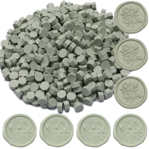 Sage Green Wax Seal Beads, 400Pcs Sealing Wax Beads, Octagon Wax Sealing Beads, Vanilla Green Sealing Wax Beads Set for Wax Seal Stamp, Gift Wrapping, Letter Sealing (Sage Green)