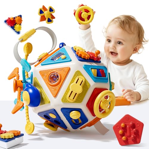 22‑in‑1Toddler Busy Board Activity Cube Toys, Montessori Sensory Toy & Travel Leaning for Toddlers, Early Education Active Toy and Fine Motor Skills Development Toy for 1 2 3 Years Old Boys & Girls