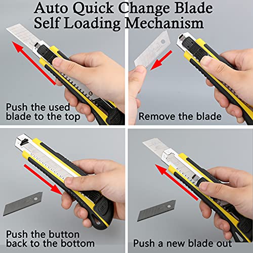 Dowell Utility Knife Box Cutter Retractable Self Loading Heavy Duty Snap Off Quick Change Extra Blades(3Pcs) Tpr+Pp Handle Cutting Cardboard Boxes Or Diy #TOP2