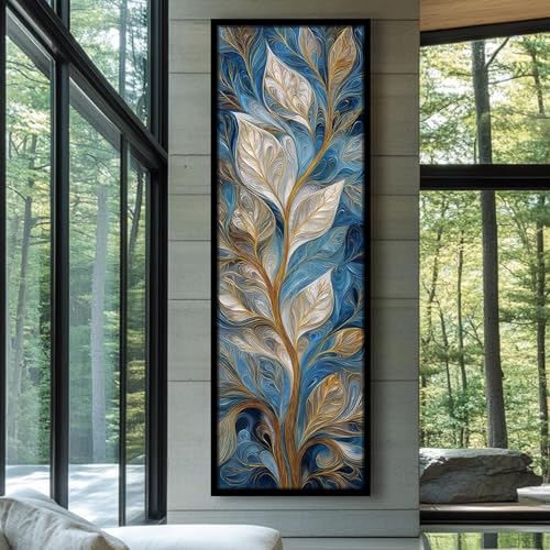 Art mural vertical arbre long et étroit pour décoration murale de bureau et salon moderne