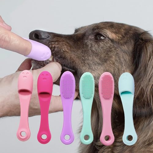 Image of E I F E R Silicone Dog & Cat Finger Toothbrush - Ergonomic, Anti-Slip Design, Gentle Dental Care for Small Breeds, Puppies, & Cats - Pack of 6