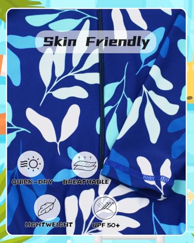 Image of Girls Long Sleeve One Piece Swimsuit Rash Guard Swimwear Zipper Quick Dry Bathing Suits Sun Protection UPF 50+ (Ages 4-12)