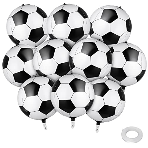 Abeillo 10 Stück 3D Sphärisch Fussball Luftballon, 22 In/56 cm Geburtstagsdeko Fussball, Party Fussball Deko Fußball Folienballon für Mann Kinder Junge Geburtstag Sport Fussball Thema