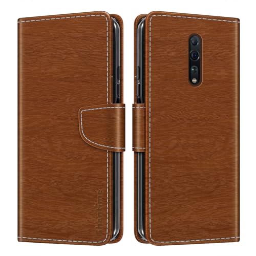 Custodia Portafoglio pelle Compatibile con OPPO Reno Z Cover Colorata Flip con Portacarte Chiusura Magnetica ProtettivaMarrone